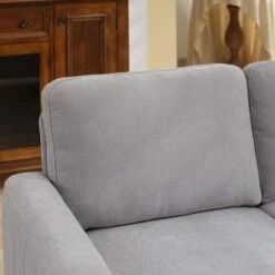 Sanfe 57 In. Grey Solid Fabric 2-Seat Loveseat With Nailhead -Jearey grey jearey loveseats sfrm 2 grey 4f 1000