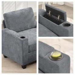 Modern 64.6 In Grey Chenille Storage Loveseat With Cup Holder And Ottoman For Living 9 Modern 64.6 In Grey Chenille Storage Loveseat With Cup Holder And Ottoman For Living -Jearey grey jearey loveseats xnecw 2 grey 4f 1000