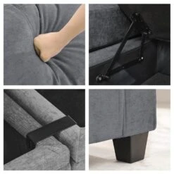 Modern 64.6 In Grey Chenille Storage Loveseat With Cup Holder And Ottoman For Living 8 Modern 64.6 In Grey Chenille Storage Loveseat With Cup Holder And Ottoman For Living -Jearey grey jearey loveseats xnecw 2 grey c3 1000