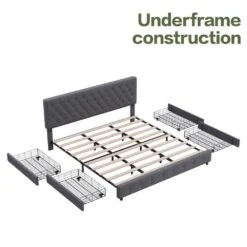 Grey King Linen Upholstered Storage Platform Bed Frame With Headboard 9 Grey King Linen Upholstered Storage Platform Bed Frame With Headboard -Jearey grey jearey platform beds e11xxy 2 dg 4f 1000