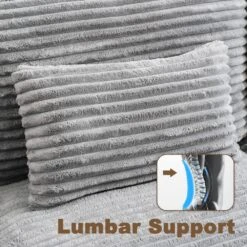 154 In. Corduroy Modular Rectangular Shaped Grey 4 Seat Sectional Sofa For Living Room And Spacious Space -Jearey grey jearey sectional sofas lydtr 4 grey 1f 1000