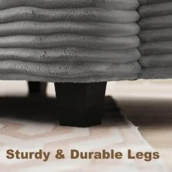 154 In. Corduroy Modular Rectangular Shaped Grey 4 Seat Sectional Sofa For Living Room And Spacious Space -Jearey grey jearey sectional sofas lydtr 4 grey 76 1000