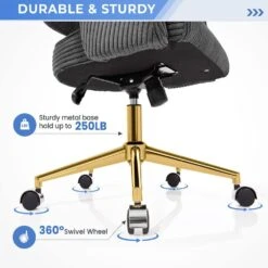 Grey Modern Swivel And Adjustable Task Chair Tufted Office Chair With Gold Base -Jearey grey jearey task chairs e31bgy hd dgy 4f 1000