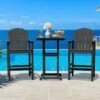 3-Piece Black Adirondack Patio Bar Plastic Outdoor Dining Set-Bar Height Stool And Chairs
