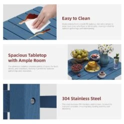 3-Piece Navy Blue Adirondack Patio Bar Plastic Outdoor Dining Set-Bar Height Stool And Chairs -Jearey jearey bistro sets jyqwgbzy3 na 76 1000