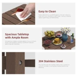 3-Piece Brown Adirondack Patio Bar Plastic Outdoor Dining Set-Bar Height Stool And Chairs -Jearey jearey bistro sets jyqwgbzy3 zm fa 1000