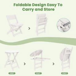 HDPE Foldable 3-Piece Plastic Outdoor Bistro Set In White 10 HDPE Foldable 3-Piece Plastic Outdoor Bistro Set In White -Jearey jearey bistro sets xjg3jt white 44 1000