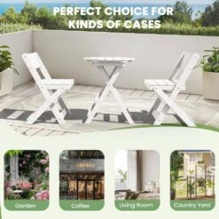 HDPE Foldable 3-Piece Plastic Outdoor Bistro Set In White 11 HDPE Foldable 3-Piece Plastic Outdoor Bistro Set In White -Jearey jearey bistro sets xjg3jt white fa 1000