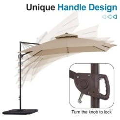 10 X 10 Ft. Steel Cantilever Patio Umbrella In Beige -Jearey jearey cantilever umbrellas 10cusb beige d4 1000