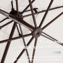 10 X 10 Ft. Steel Cantilever Patio Umbrella In Cream -Jearey jearey cantilever umbrellas 10cusb cream 66 1000