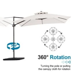 10 X 10 Ft. Steel Cantilever Patio Umbrella In Cream -Jearey jearey cantilever umbrellas 10cusb cream 76 1000