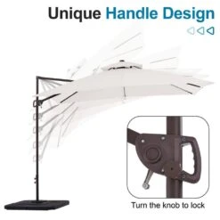 10 X 10 Ft. Steel Cantilever Patio Umbrella In Cream -Jearey jearey cantilever umbrellas 10cusb cream d4 1000