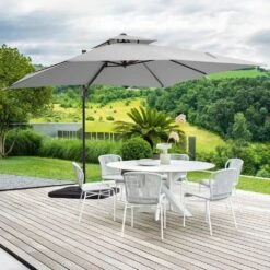 10 X 10 Ft. Steel Cantilever Patio Umbrella In Grey -Jearey jearey cantilever umbrellas 10cusb grey 31 1000
