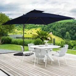 10 X 10 Ft. Steel Cantilever Patio Umbrella In Navy -Jearey jearey cantilever umbrellas 10cusb navy 31 1000