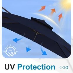 10 X 10 Ft. Steel Cantilever Patio Umbrella In Navy -Jearey jearey cantilever umbrellas 10cusb navy 44 1000