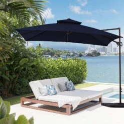 10 X 10 Ft. Steel Cantilever Patio Umbrella In Navy -Jearey jearey cantilever umbrellas 10cusb navy c3 1000