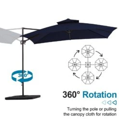 10 X 10 Ft. Steel Cantilever Patio Umbrella In Navy -Jearey jearey cantilever umbrellas 10cusb navy fa 1000