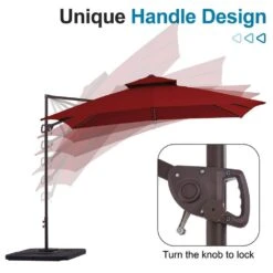 10 X 10 Ft. Steel Cantilever Patio Umbrella In Red -Jearey jearey cantilever umbrellas 10cusb red d4 1000