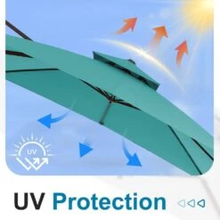 10 X 10 Ft. Steel Cantilever Patio Umbrella In Teal -Jearey jearey cantilever umbrellas 10cusb teal 44 1000