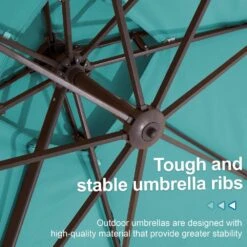 10 X 10 Ft. Steel Cantilever Patio Umbrella In Teal -Jearey jearey cantilever umbrellas 10cusb teal 66 1000