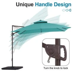 10 X 10 Ft. Steel Cantilever Patio Umbrella In Teal -Jearey jearey cantilever umbrellas 10cusb teal d4 1000