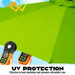 10 Ft. Cantilever Hanging Steel Offset Outdoor Patio Umbrella With Cross Base In Apple Green -Jearey jearey cantilever umbrellas 10cxxj agreen 1f 1000