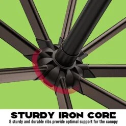 10 Ft. Cantilever Hanging Steel Offset Outdoor Patio Umbrella With Cross Base In Apple Green -Jearey jearey cantilever umbrellas 10cxxj agreen 44 1000