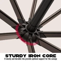 10 Ft. Cantilever Hanging Steel Offset Outdoor Patio Umbrella With Cross Base In Beige -Jearey jearey cantilever umbrellas 10cxxj beige fa 1000