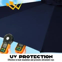 10 Ft. Cantilever Hanging Steel Offset Outdoor Patio Umbrella With Cross Base In Navy -Jearey jearey cantilever umbrellas 10cxxj navy 4f 1000