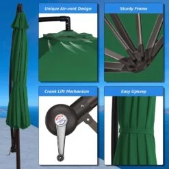 120 In. Outdoor Offset Cantilever Umbrella Patio Umbrella In Green -Jearey jearey cantilever umbrellas 10edxj green 66 1000