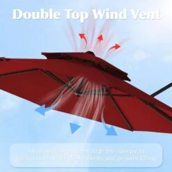 Double Top 11 Ft. Aluminum Cantilever Umbrella With Base And Cover, 360° Rotation Patio Umbrella In Red 14 Double Top 11 Ft. Aluminum Cantilever Umbrella With Base And Cover, 360° Rotation Patio Umbrella In Red -Jearey jearey cantilever umbrellas 10sdylm red a0 1000