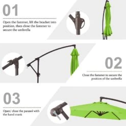 10 Ft. Cantilever Round Offset Patio Umbrella In Apple Green -Jearey jearey cantilever umbrellas 10xjs2 agn 1f 1000