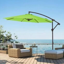 10 Ft. Cantilever Round Offset Patio Umbrella In Apple Green -Jearey jearey cantilever umbrellas 10xjs2 agn 31 1000