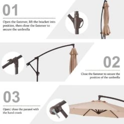 10 Ft. Cantilever Round Offset Patio Umbrella In Beige -Jearey jearey cantilever umbrellas 10xjs2 bg 1f 1000