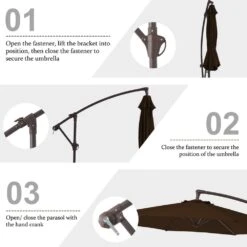 10 Ft. Cantilever Round Offset Patio Umbrella In Brown -Jearey jearey cantilever umbrellas 10xjs2 brn 1f 1000