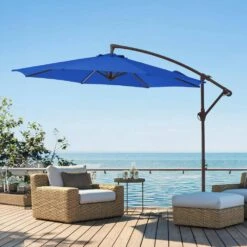 10 Ft. Cantilever Round Offset Patio Umbrella In Blue 13 10 Ft. Cantilever Round Offset Patio Umbrella In Blue -Jearey jearey cantilever umbrellas 10xjs2 bu 31 1000