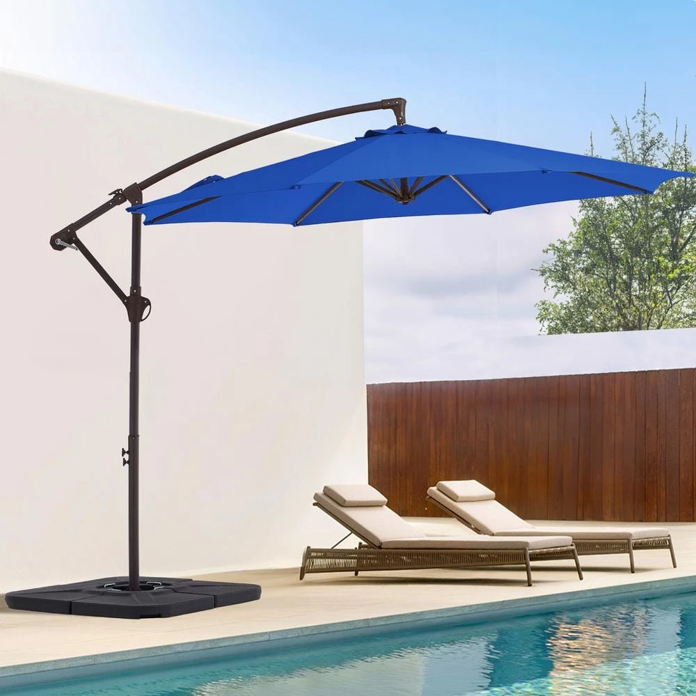 10 Ft. Cantilever Round Offset Patio Umbrella In Blue 1 10 Ft. Cantilever Round Offset Patio Umbrella In Blue