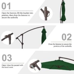 10 Ft. Cantilever Round Offset Patio Umbrella In Dark Green -Jearey jearey cantilever umbrellas 10xjs2 dgn 1f 1000