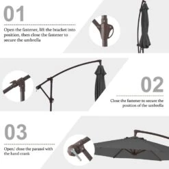 10 Ft. Cantilever Round Offset Patio Umbrella In Gray -Jearey jearey cantilever umbrellas 10xjs2 gy 1f 1000