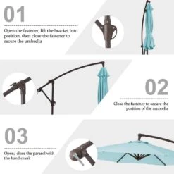 10 Ft. Cantilever Round Offset Patio Umbrella In Light Blue -Jearey jearey cantilever umbrellas 10xjs2 lbu 1f 1000