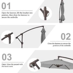 10 Ft. Cantilever Round Offset Patio Umbrella In Light Gray 10 10 Ft. Cantilever Round Offset Patio Umbrella In Light Gray -Jearey jearey cantilever umbrellas 10xjs2 lgy 1f 1000