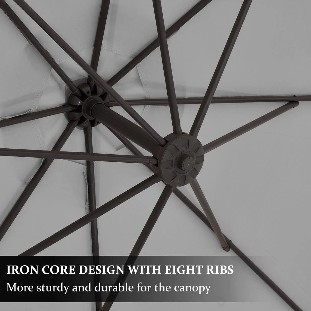 10 Ft. Cantilever Round Offset Patio Umbrella In Light Gray 2 10 Ft. Cantilever Round Offset Patio Umbrella In Light Gray - Image 2