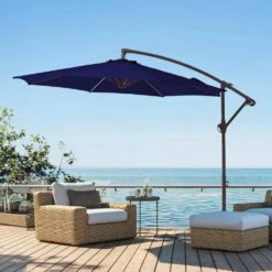 10 Ft. Cantilever Round Offset Patio Umbrella In Navy -Jearey jearey cantilever umbrellas 10xjs2 nv 31 1000