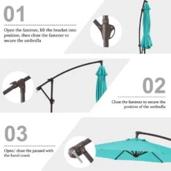 10 Ft. Cantilever Round Offset Patio Umbrella In Peacock Blue -Jearey jearey cantilever umbrellas 10xjs2 pb 1f 1000