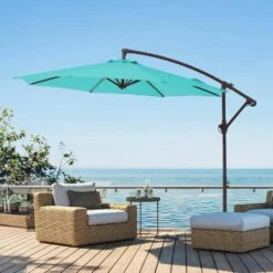 10 Ft. Cantilever Round Offset Patio Umbrella In Peacock Blue -Jearey jearey cantilever umbrellas 10xjs2 pb 31 1000