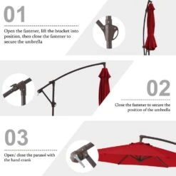 10 Ft. Cantilever Round Offset Patio Umbrella In Red -Jearey jearey cantilever umbrellas 10xjs2 rd 1f 1000