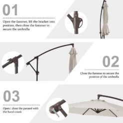 10 Ft. Cantilever Round Offset Patio Umbrella In Off-White -Jearey jearey cantilever umbrellas 10xjs2 wt 1f 1000