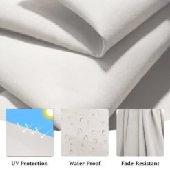 10 Ft. Cantilever Round Offset Patio Umbrella In Off-White -Jearey jearey cantilever umbrellas 10xjs2 wt 4f 1000