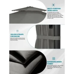 11 Ft.Double Top Round Outdoor Cantilever Umbrella With Cover,Heavy-Duty 360° Rotation Patio Umbrella In Gray -Jearey jearey cantilever umbrellas 11sdylm gray a0 1000