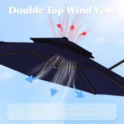 11 Ft.Double Top Round Outdoor Cantilever Umbrella With Cover,Heavy-Duty 360° Rotation Patio Umbrella In Navy -Jearey jearey cantilever umbrellas 11sdylm navy 1f 1000